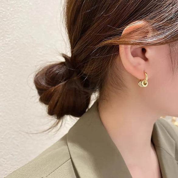 1 Pair Simple Style Round Plating Inlay Copper Zircon 18K Gold Plated Drop Earrings