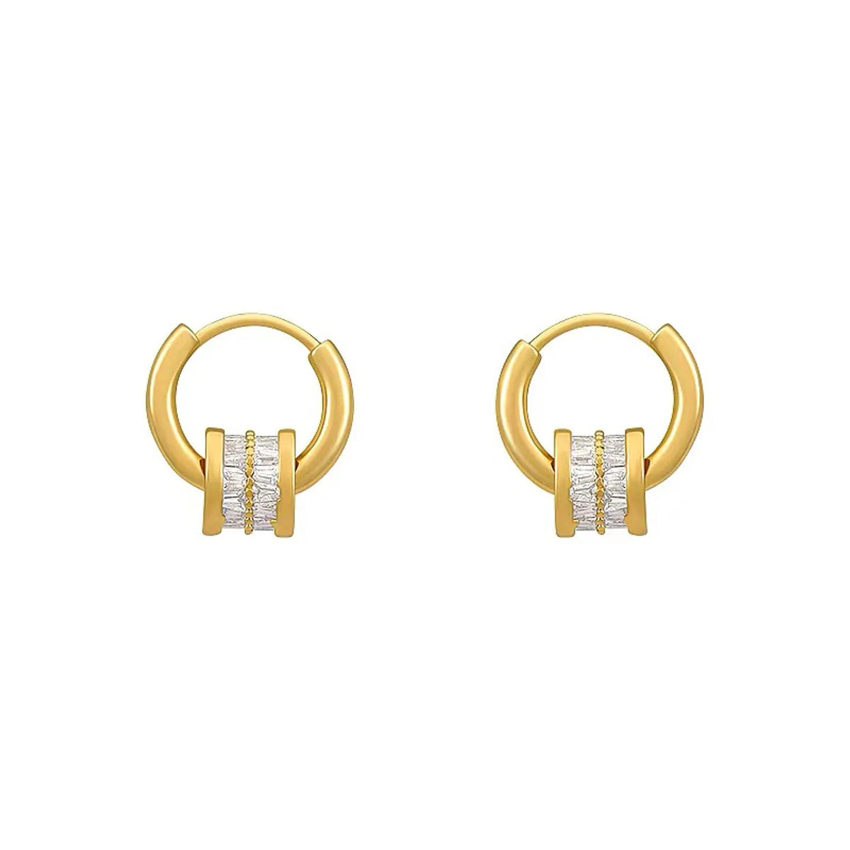 1 Pair Simple Style Round Plating Inlay Copper Zircon 18K Gold Plated Drop Earrings