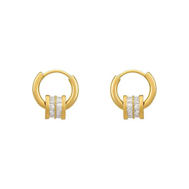 1 Pair Simple Style Round Plating Inlay Copper Zircon 18K Gold Plated Drop Earrings