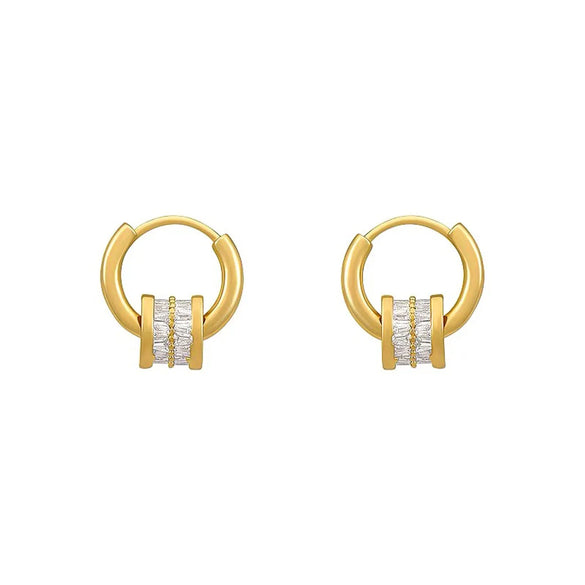 1 Pair Simple Style Round Plating Inlay Copper Zircon 18K Gold Plated Drop Earrings
