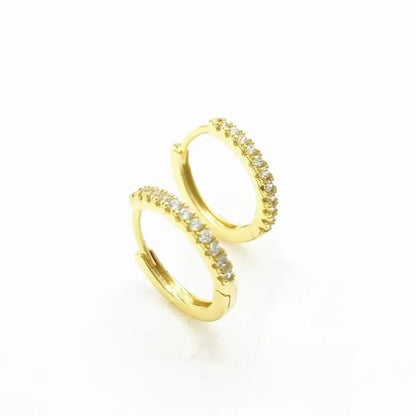 1 Pair Simple Style Round Plating Inlay Copper Zircon 18k Gold Plated Earrings