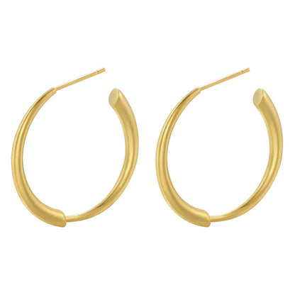 1 Pair Simple Style Round Plating Inlay Copper Zircon 18k Gold Plated Hoop Earrings Ear Studs