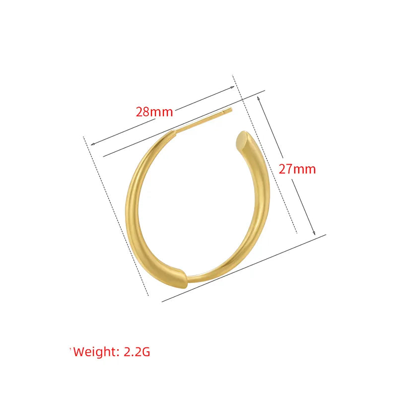 1 Pair Simple Style Round Plating Inlay Copper Zircon 18k Gold Plated Hoop Earrings Ear Studs