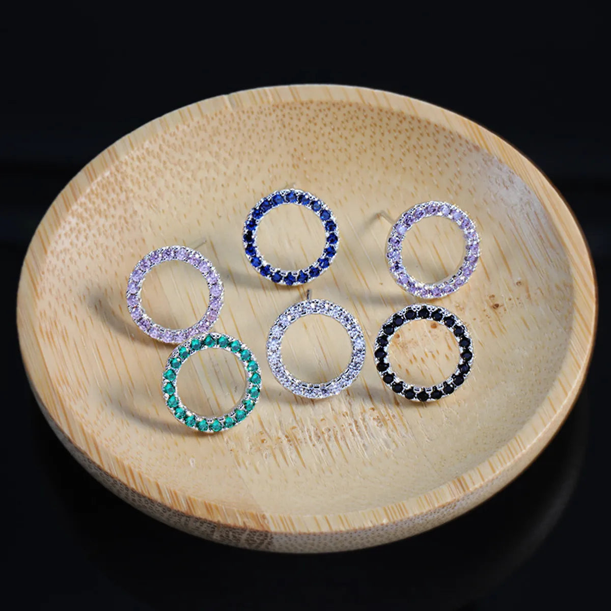 1 Pair Simple Style Round Plating Inlay Copper Zircon Ear Studs