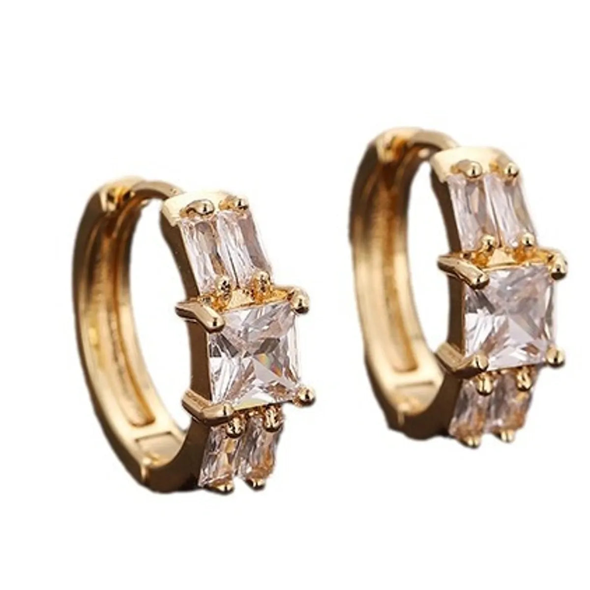 1 Pair Simple Style Round Plating Inlay Copper Zircon Earrings