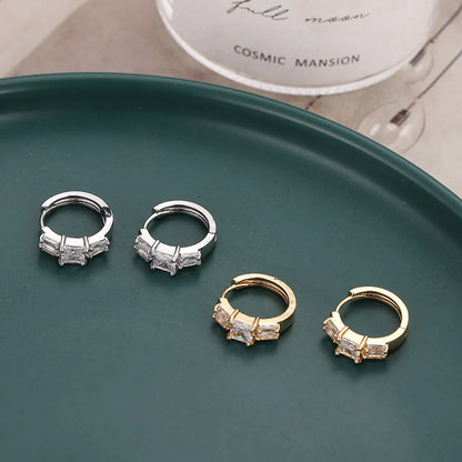 1 Pair Simple Style Round Plating Inlay Copper Zircon Earrings