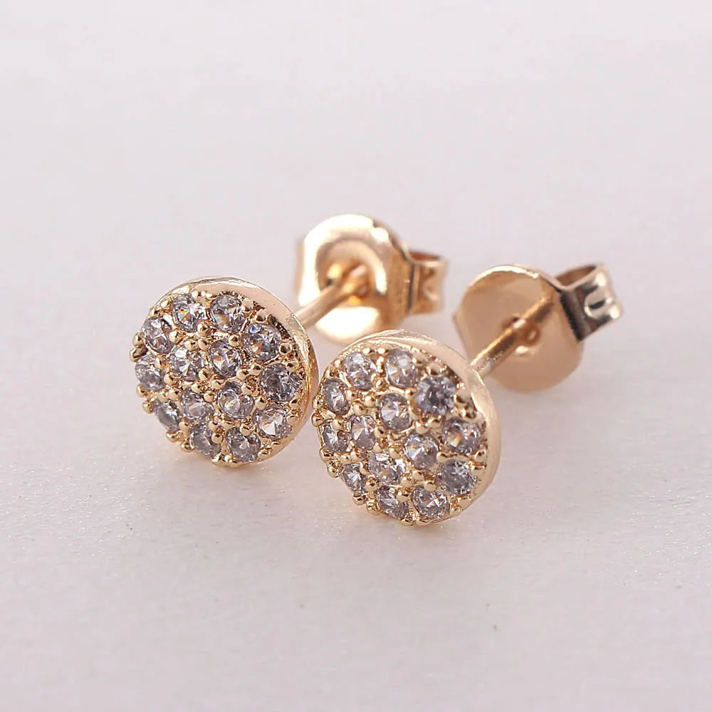 1 Pair Simple Style Round Plating Inlay Copper Zircon Gold Plated Ear Studs