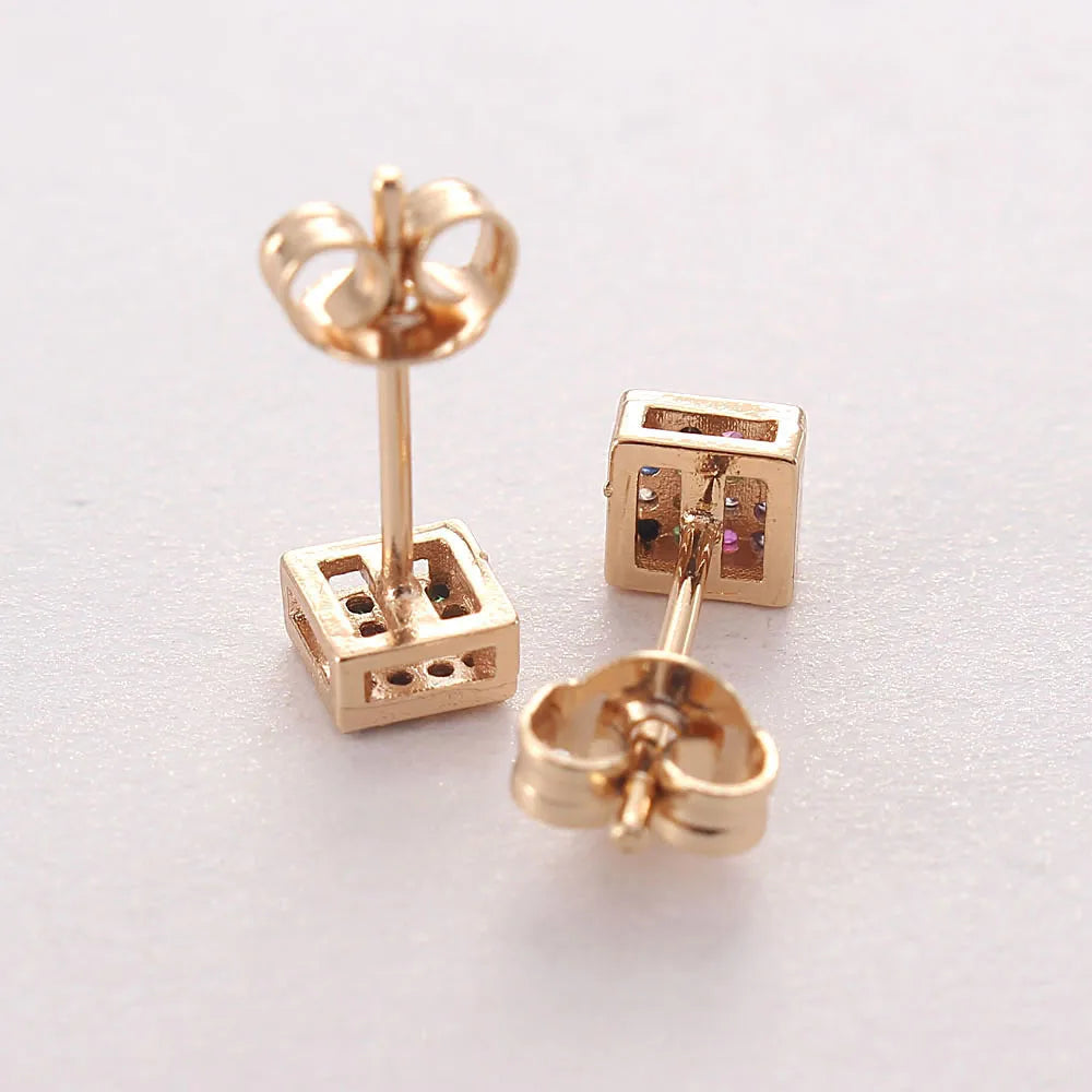 1 Pair Simple Style Round Plating Inlay Copper Zircon Gold Plated Ear Studs