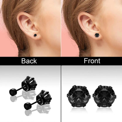 1 Pair Simple Style Round Plating Inlay Stainless Steel Glass 18K Gold Plated Ear Studs