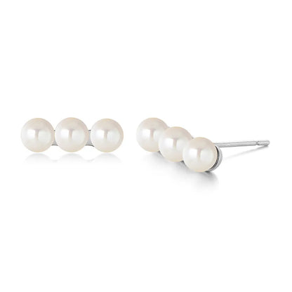 1 Pair Simple Style Round Plating Inlay Brass Pearl Gold Plated Ear Studs