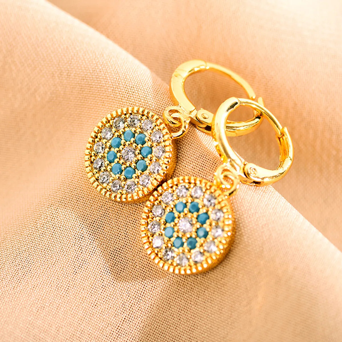 1 Pair Simple Style Round Plating Inlay Stainless Steel Zircon 18k Gold Plated Drop Earrings