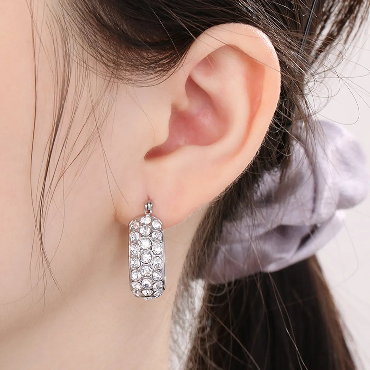 1 Pair Simple Style Round Plating Inlay Stainless Steel Zircon Gold Plated Earrings