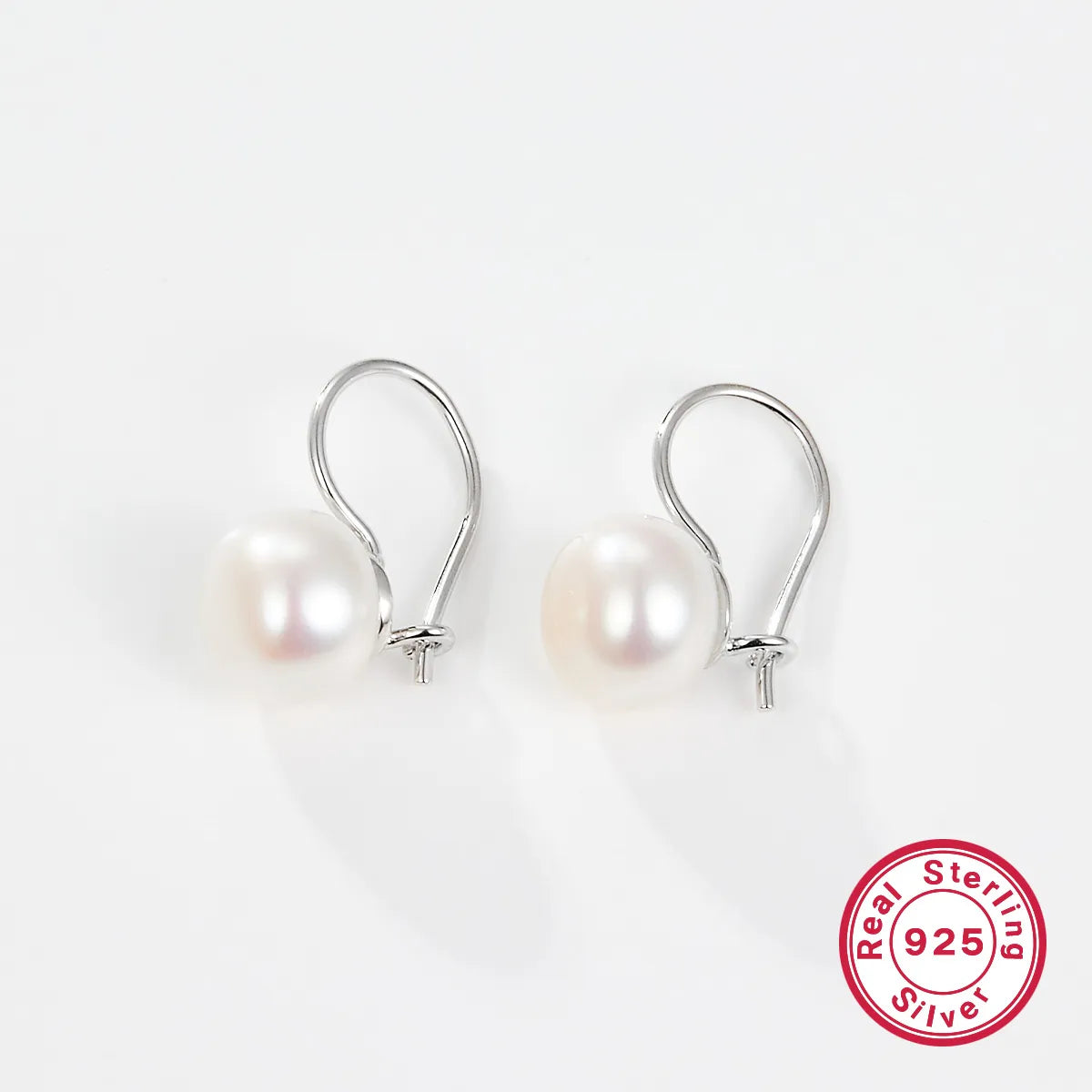 1 Pair Simple Style Round Plating Inlay Sterling Silver Artificial Pearls White Gold Plated Drop Earrings