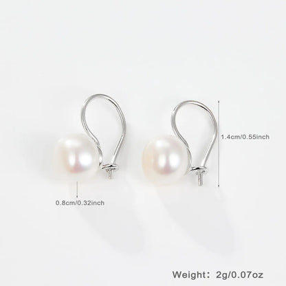 1 Pair Simple Style Round Plating Inlay Sterling Silver Artificial Pearls White Gold Plated Drop Earrings