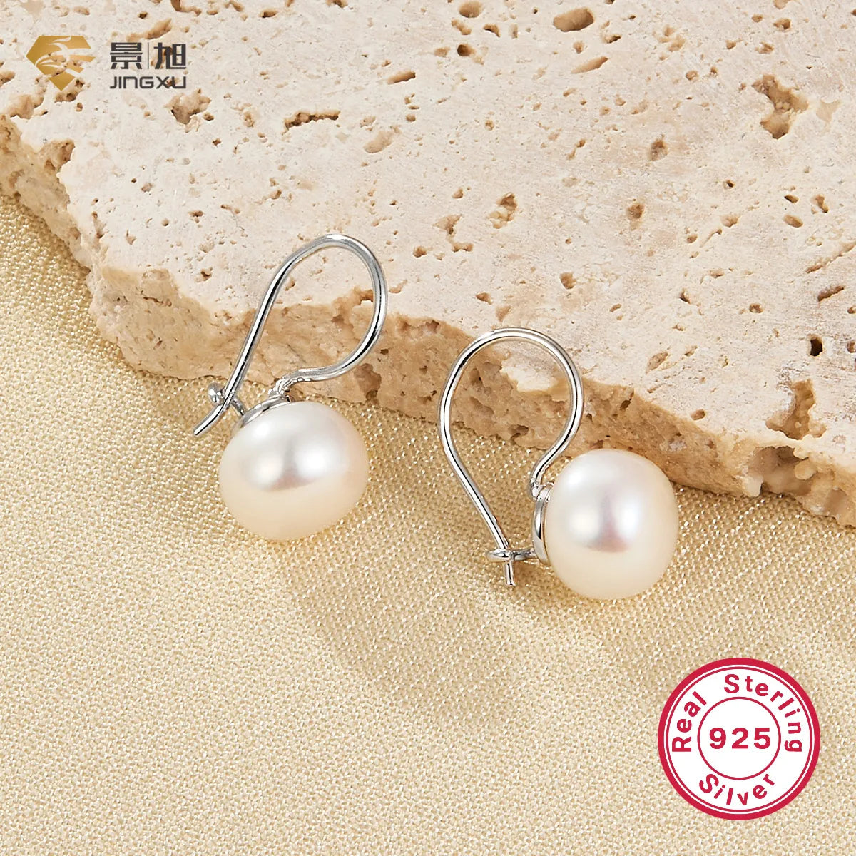 1 Pair Simple Style Round Plating Inlay Sterling Silver Artificial Pearls White Gold Plated Drop Earrings