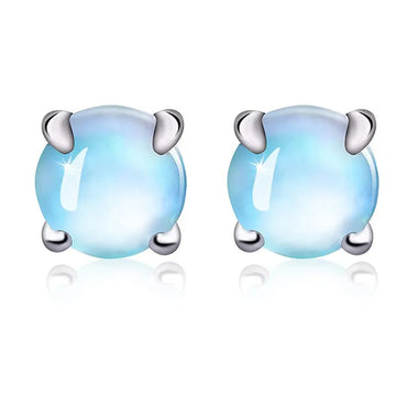 1 Pair Simple Style Round Plating Inlay Sterling Silver Moonstone Ear Studs