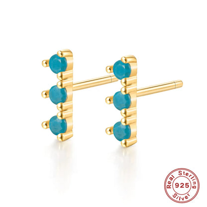 1 Pair Simple Style Round Plating Inlay Sterling Silver Zircon 18k Gold Plated Rhodium Plated Ear Studs