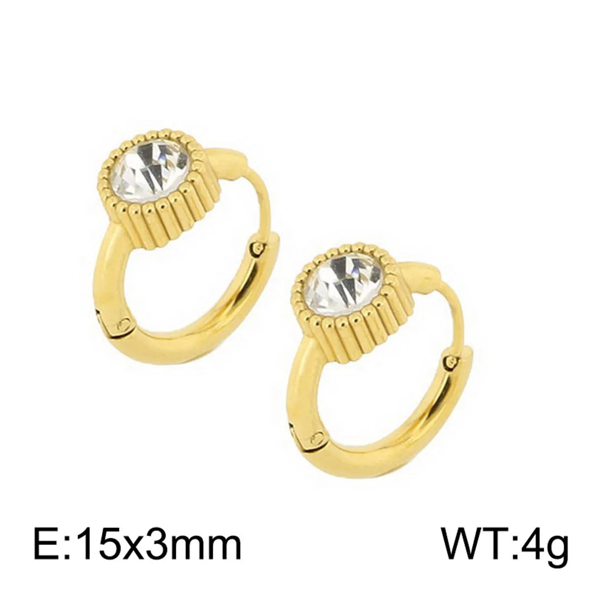 1 Pair Simple Style Round Plating Inlay Titanium Steel Rhinestones Hoop Earrings