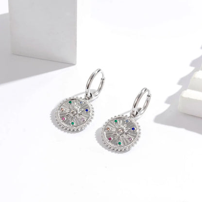 1 Pair Simple Style Round Plating Inlay Titanium Steel Zircon Drop Earrings