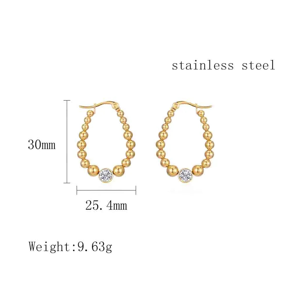 1 Pair Simple Style Round Plating Inlay Titanium Steel Zircon Earrings