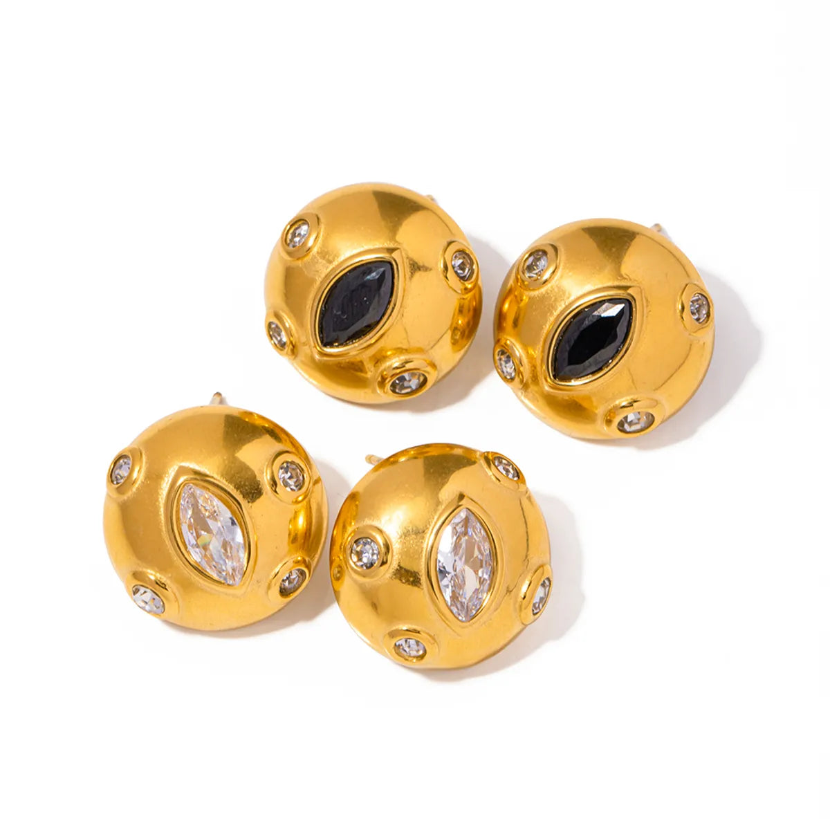 1 Pair Simple Style Round Plating Stainless Steel 18k Gold Plated Ear Studs