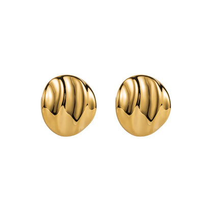 1 Pair Simple Style Round Plating Stainless Steel 18k Gold Plated Ear Studs