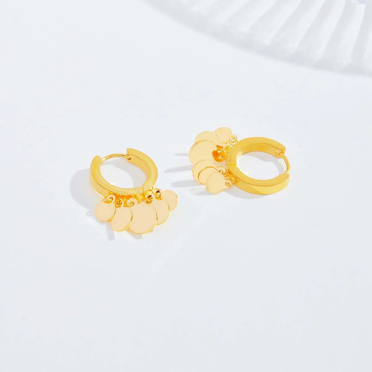 1 Pair Simple Style Round Plating Stainless Steel 18k Gold Plated Earrings