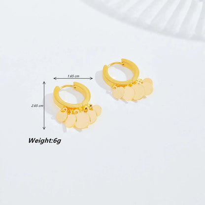 1 Pair Simple Style Round Plating Stainless Steel 18k Gold Plated Earrings