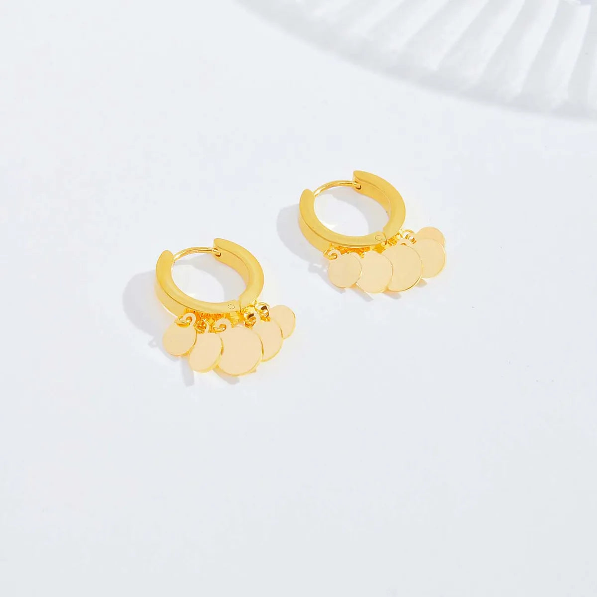 1 Pair Simple Style Round Plating Stainless Steel 18k Gold Plated Earrings