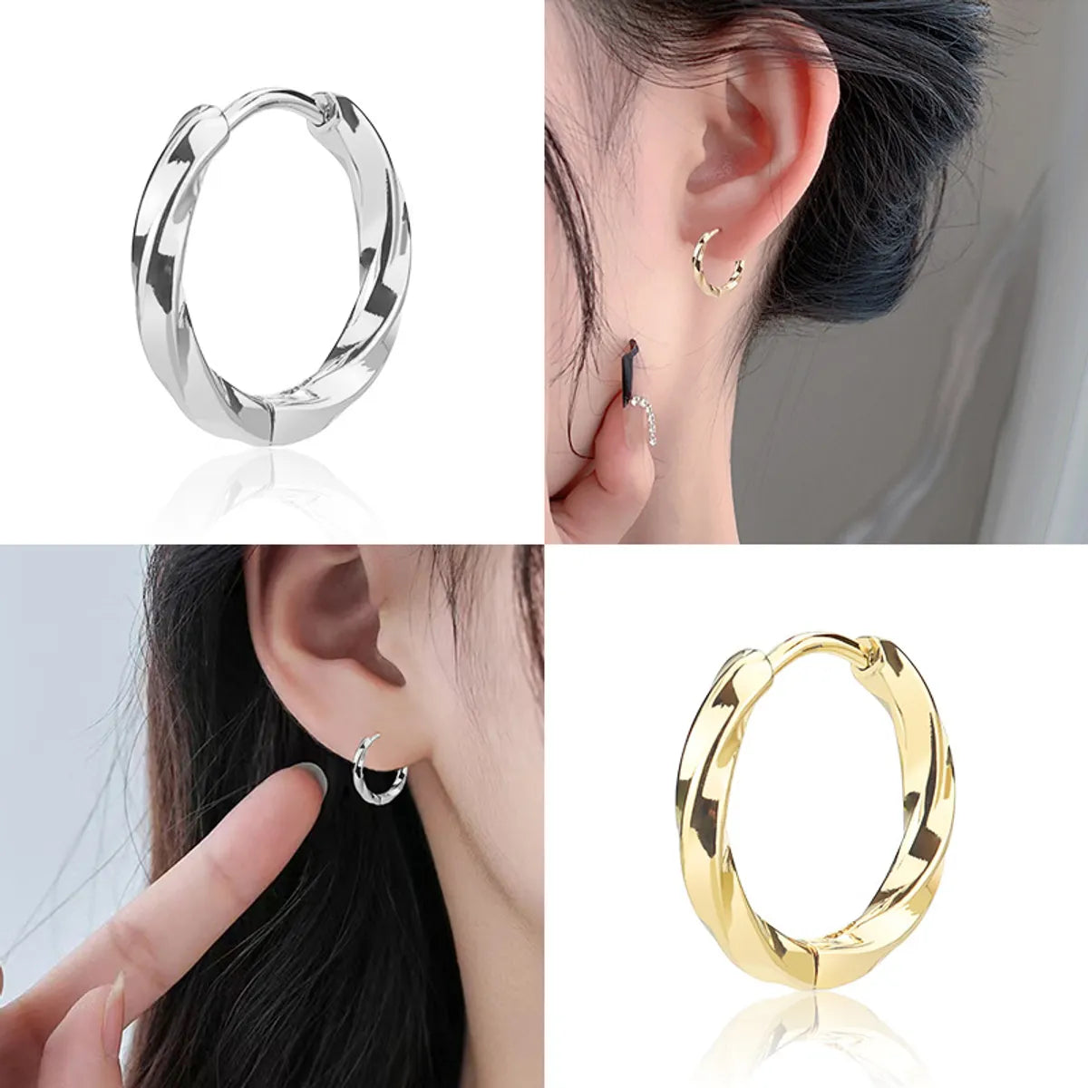 1 Pair Simple Style Round Plating Stainless Steel 18k Gold Plated Earrings