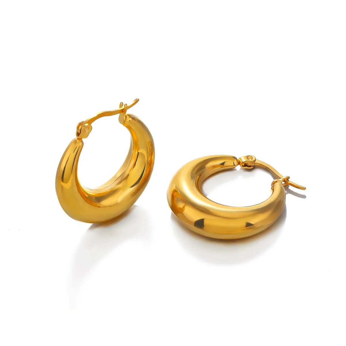 1 Pair Simple Style Round Plating Stainless Steel 18k Gold Plated Hoop Earrings