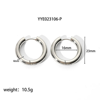 1 Pair Simple Style Round Plating 201 Stainless Steel 18K Gold Plated Hoop Earrings