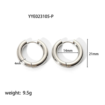 1 Pair Simple Style Round Plating 201 Stainless Steel 18K Gold Plated Hoop Earrings