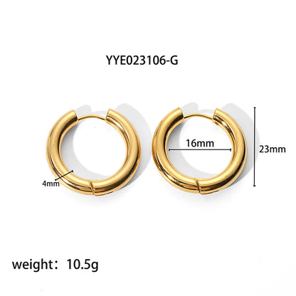 1 Pair Simple Style Round Plating 201 Stainless Steel 18K Gold Plated Hoop Earrings