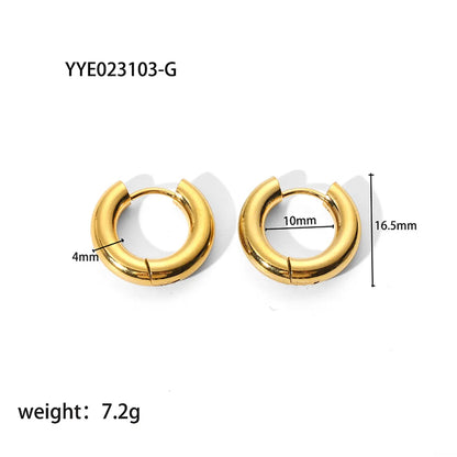 1 Pair Simple Style Round Plating 201 Stainless Steel 18K Gold Plated Hoop Earrings