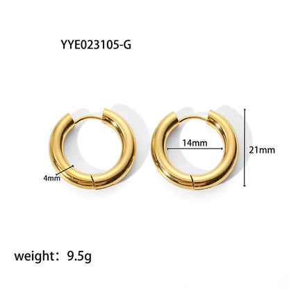 1 Pair Simple Style Round Plating 201 Stainless Steel 18K Gold Plated Hoop Earrings