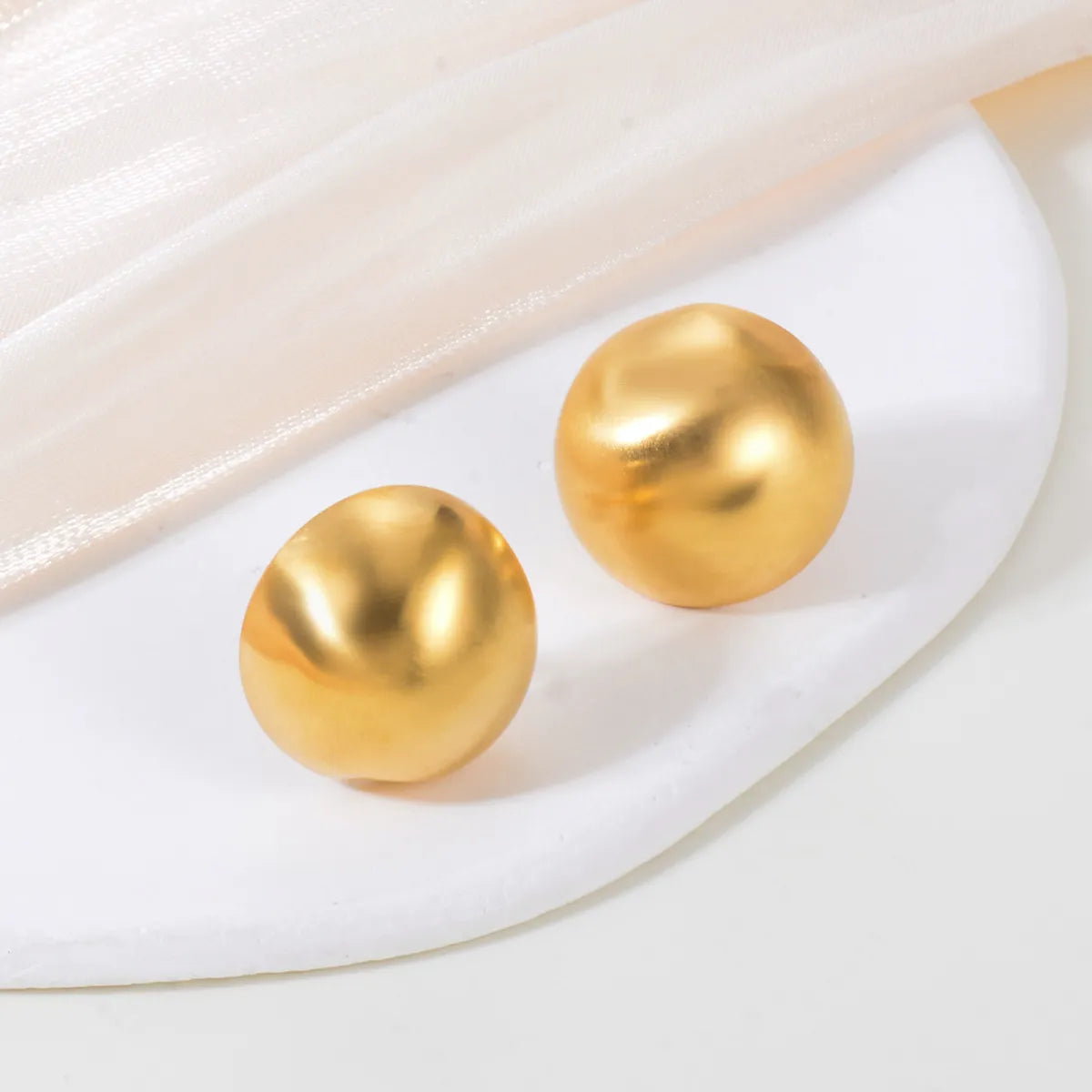 1 Pair Simple Style Round Plating Stainless Steel Ear Studs