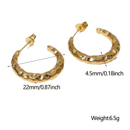 1 Pair Simple Style Round Plating 304 Stainless Steel 18K Gold Plated Earrings