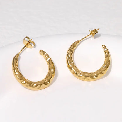 1 Pair Simple Style Round Plating 304 Stainless Steel 18K Gold Plated Earrings