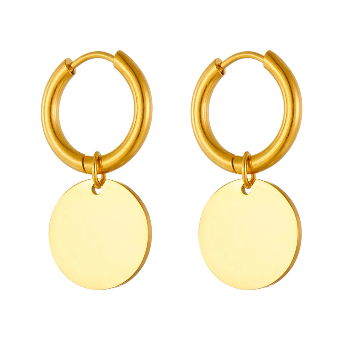 1 Pair Simple Style Round Plating Titanium Steel 18k Gold Plated Drop Earrings