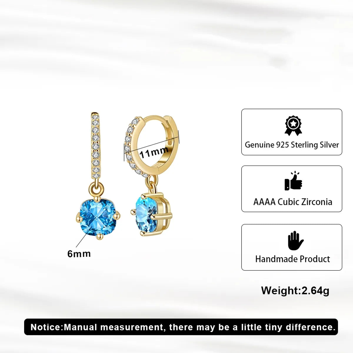 1 Pair Simple Style Round Polishing Plating Inlay Sterling Silver Zircon 14k Gold Plated White Gold Plated Drop Earrings