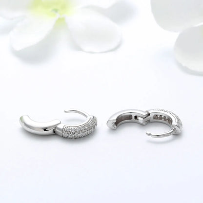 1 Pair Simple Style Round Polishing Plating Inlay Sterling Silver Zircon Rose Gold Plated White Gold Plated Earrings