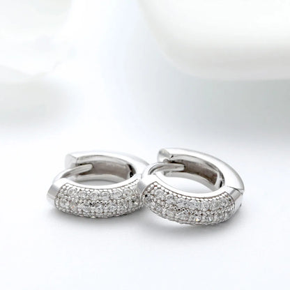 1 Pair Simple Style Round Polishing Plating Inlay Sterling Silver Zircon Rose Gold Plated White Gold Plated Earrings