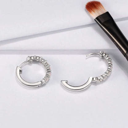 1 Pair Simple Style Round Polishing Plating Inlay Sterling Silver Zircon Rose Gold Plated White Gold Plated Earrings