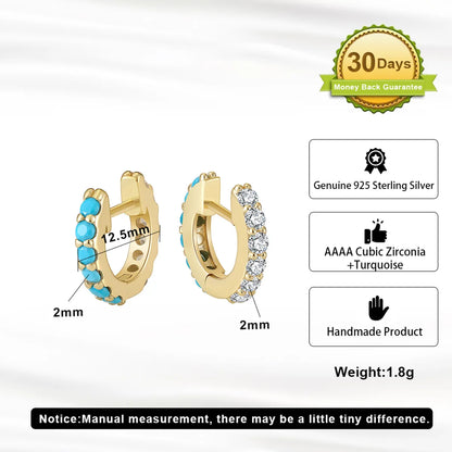 1 Pair Simple Style Round Polishing Plating Inlay Sterling Silver Zircon White Gold Plated Huggie Earrings