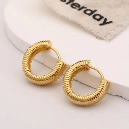 1 Pair Simple Style Round Polishing Plating 304 Stainless Steel 18K Gold Plated Earrings