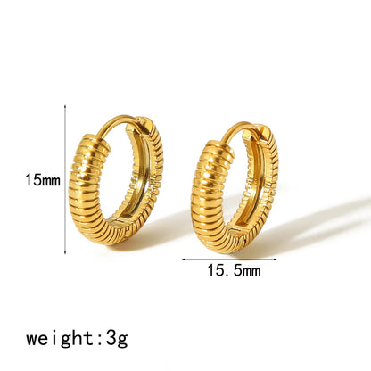 1 Pair Simple Style Round Polishing Plating 304 Stainless Steel 18K Gold Plated Earrings