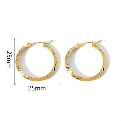 1 Pair Simple Style Round Polishing Plating 304 Stainless Steel Earrings