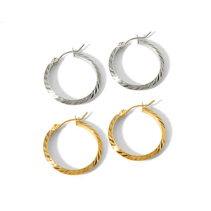 1 Pair Simple Style Round Polishing Plating 304 Stainless Steel Earrings