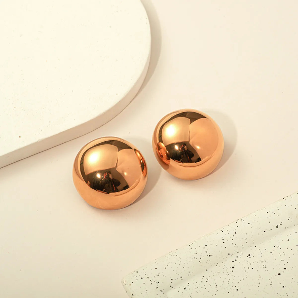 1 Pair Simple Style Round Polishing Plating Stainless Steel Ear Studs